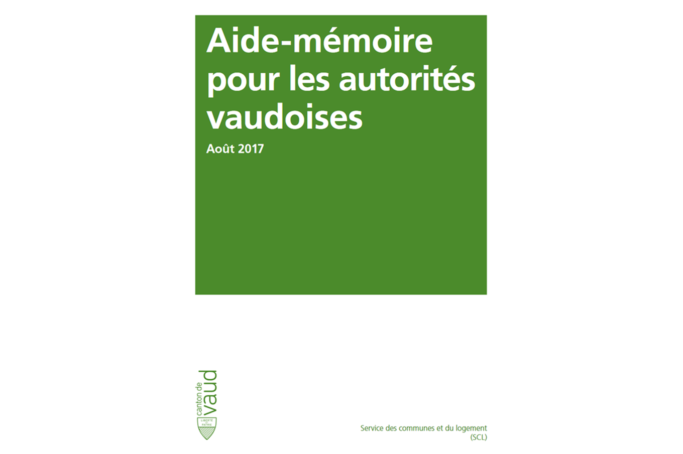Couverture de l'Aide-mémoire pour les autorités vaudoises