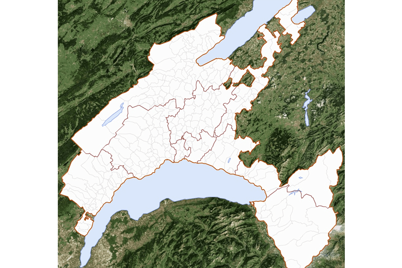 Illustration d'une carte du Canton de Vaud divisée par districts