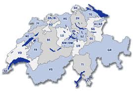 Carte de la Suisse fractionnée par canton